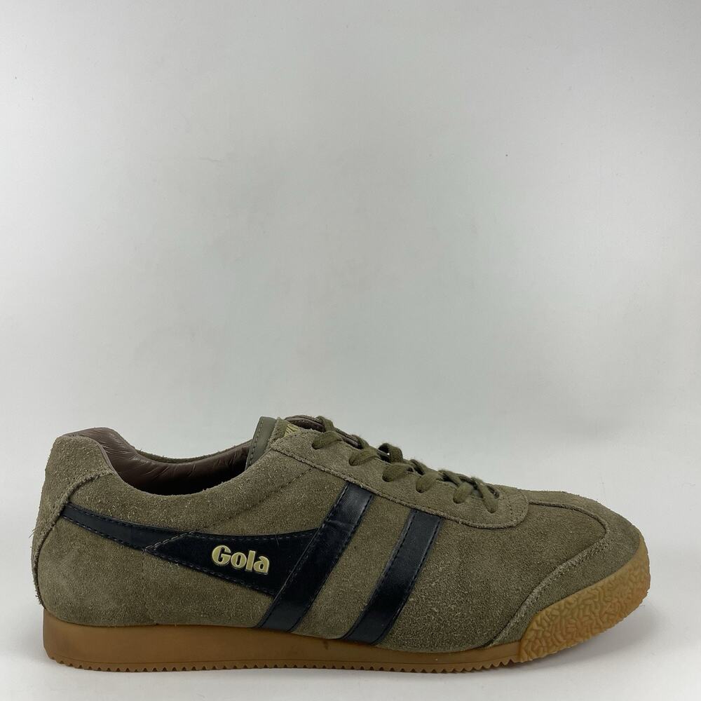 Gola Harrier Suede Sneakers Mens Size 12 Khaki Green Olive Gum Sole Retro CMA192